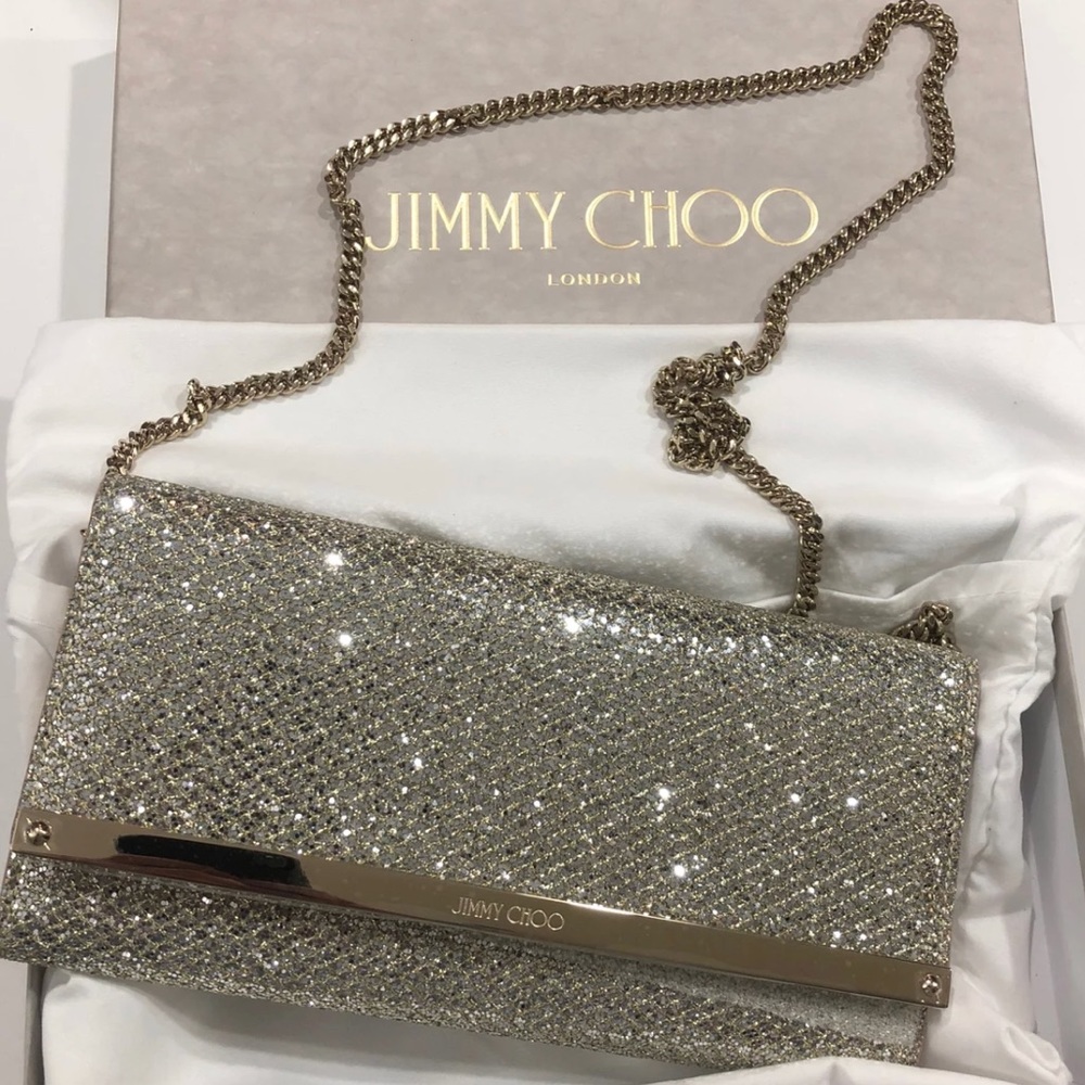 NEW Jimmy Choo Milla Wallet on Chain ~ Champagne